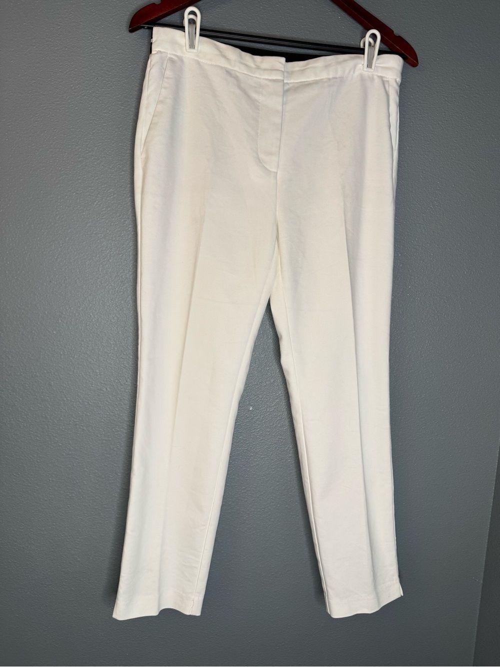 Zara Womens L White Ankle Dress Pants Tapered Black Striped Waist 27 Inseam